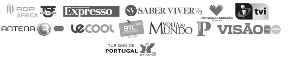 logotipos de varios media com os Portugueses em Viagem